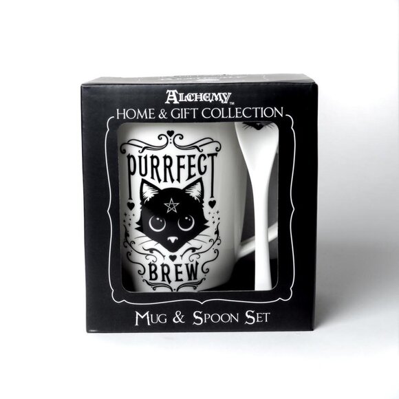 New! Alchemy of England (Alchemy Gothic) Purrfect Brew Cup & Spoon Set - Picture 2 of 4